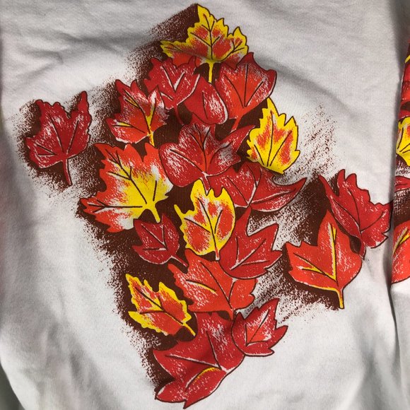 VTG Center Star Fall Sweatshirt Adult Extra Large White Orange Fleece Crewneck - Picture 2 of 11